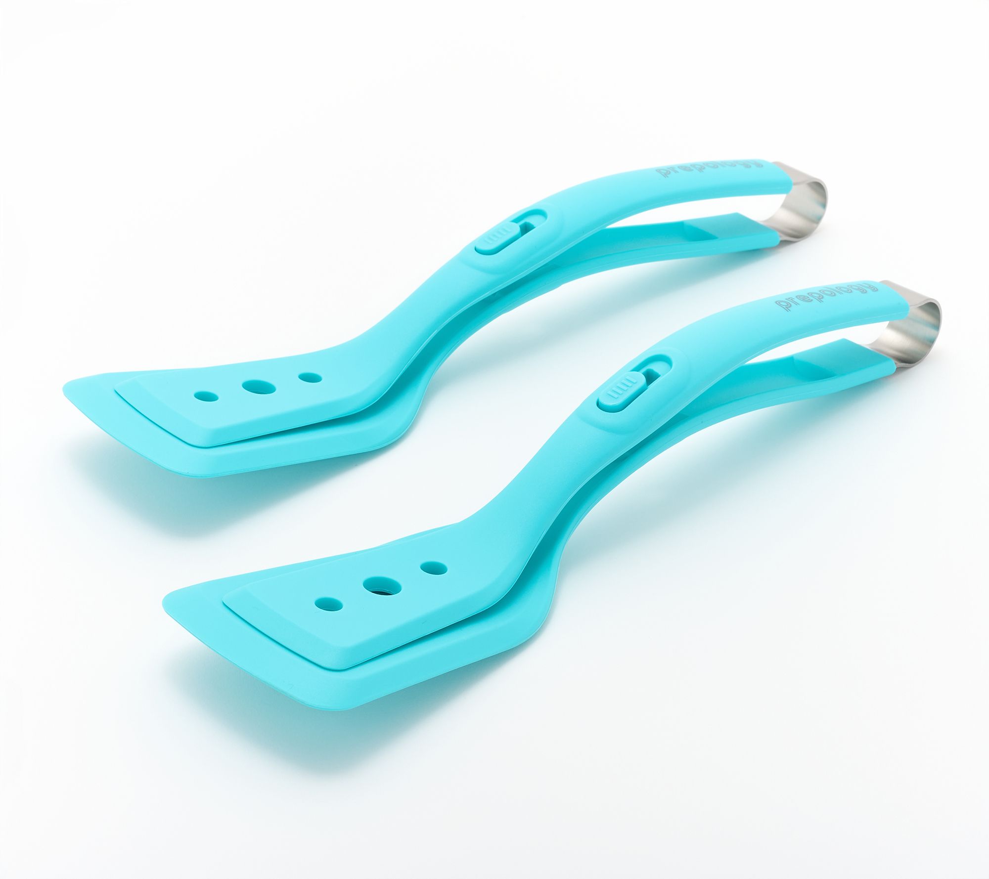 "As Is" Prepology Set of 2 Silicone Locking Spatula Tongs