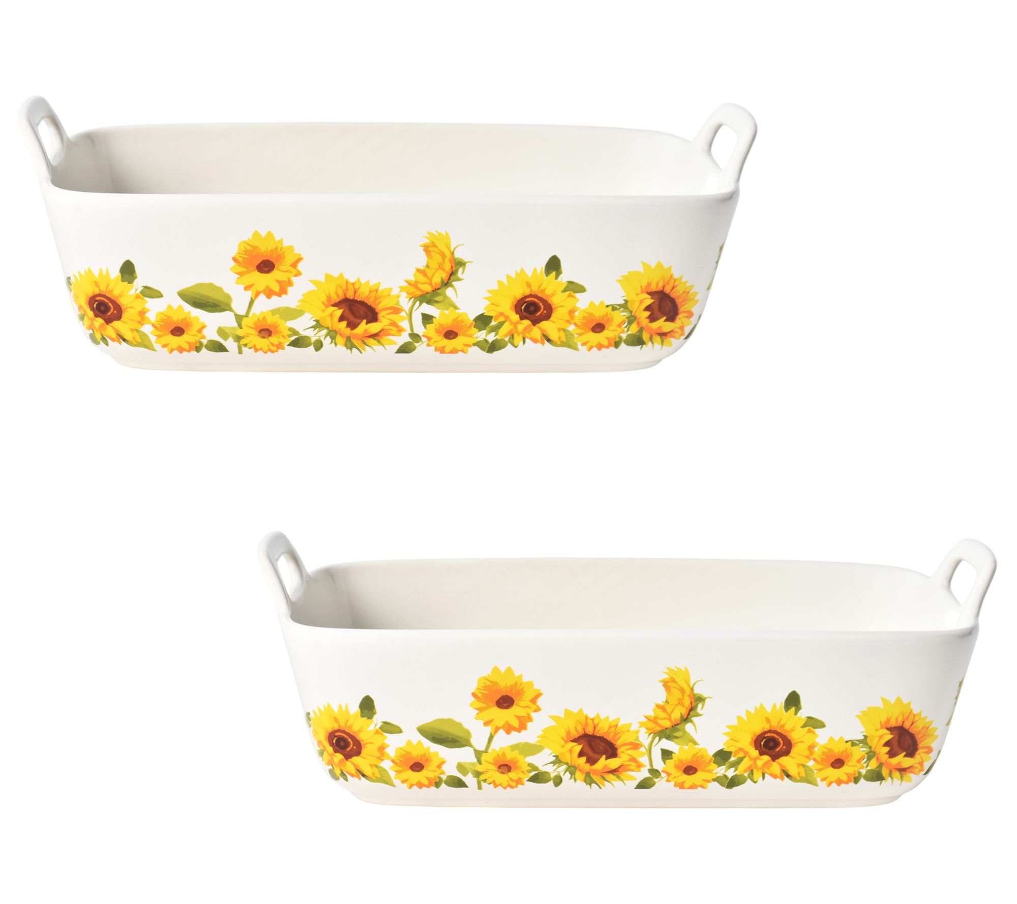 "As Is" Temp-tations Set of 2 11x7 Bakers with Upswept Handles