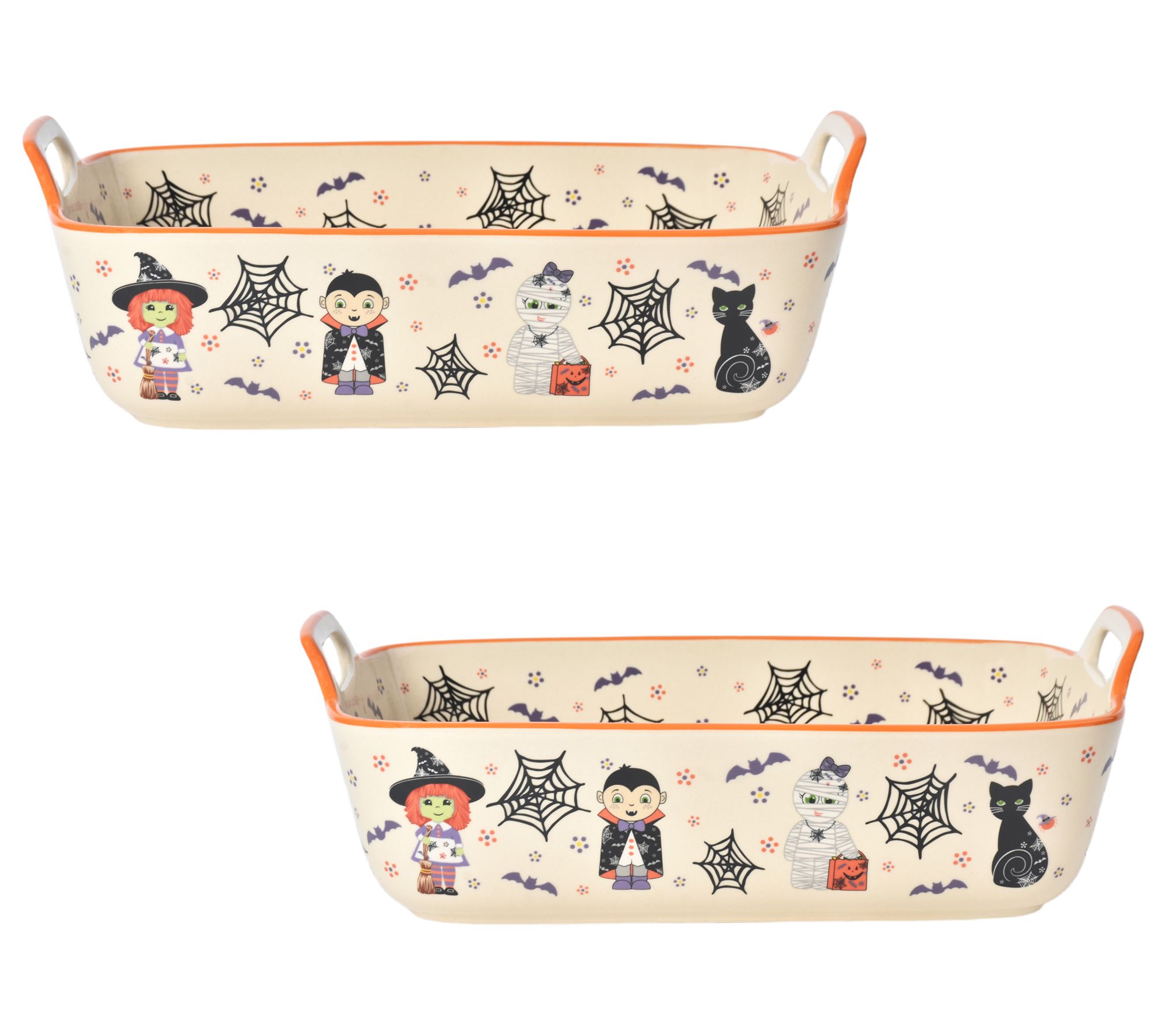 "As Is" Temp-tations Set of 2 11x7 Bakers with Upswept Handles