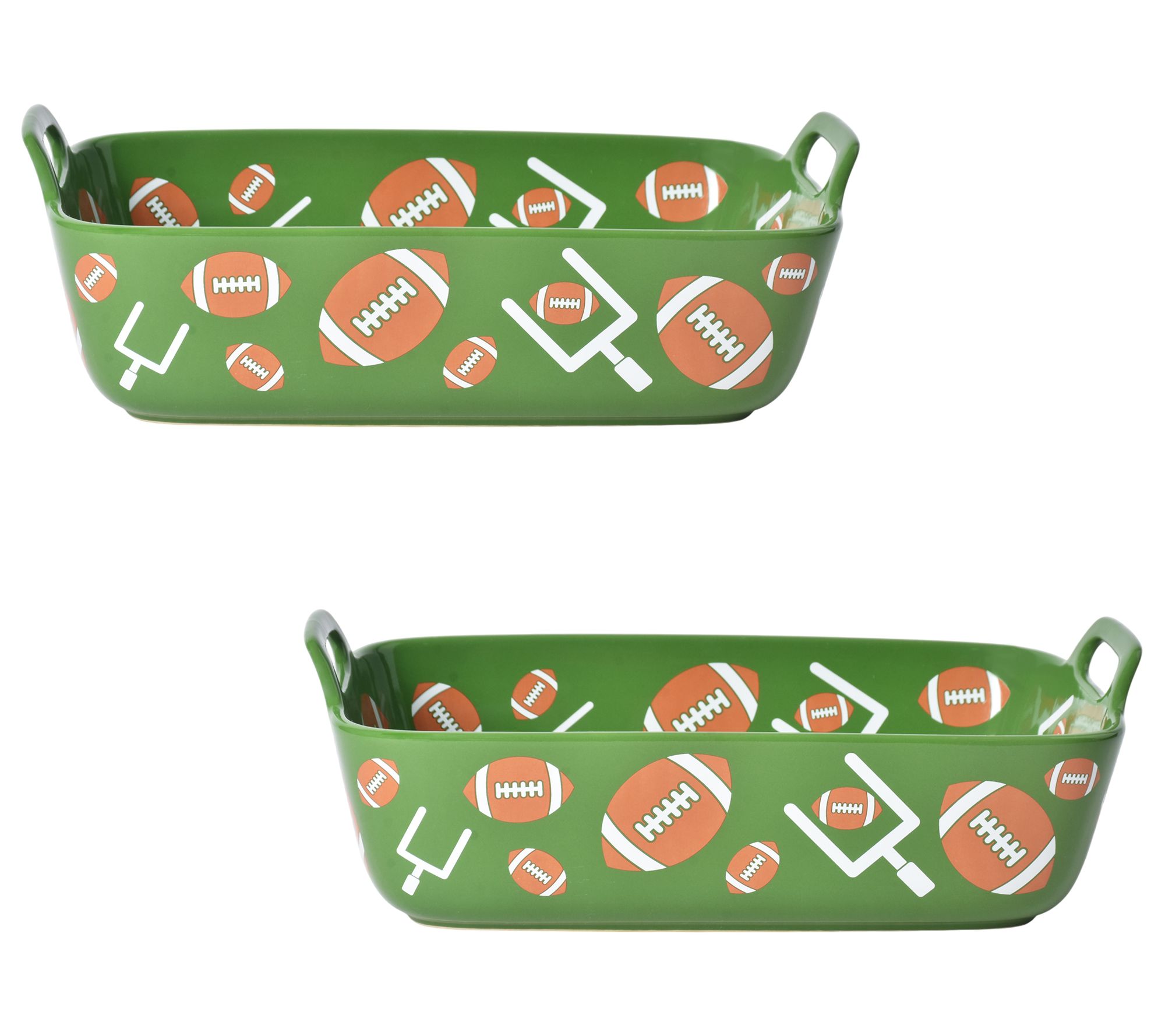 "As Is" Temp-tations Set of 2 11x7 Bakers with Upswept Handles