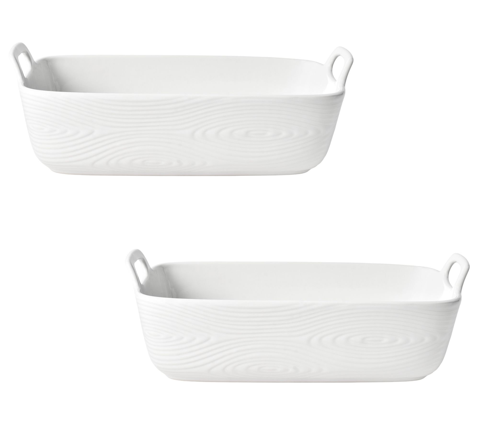 "As Is" Temp-tations Set of 2 11x7 Bakers with Upswept Handles