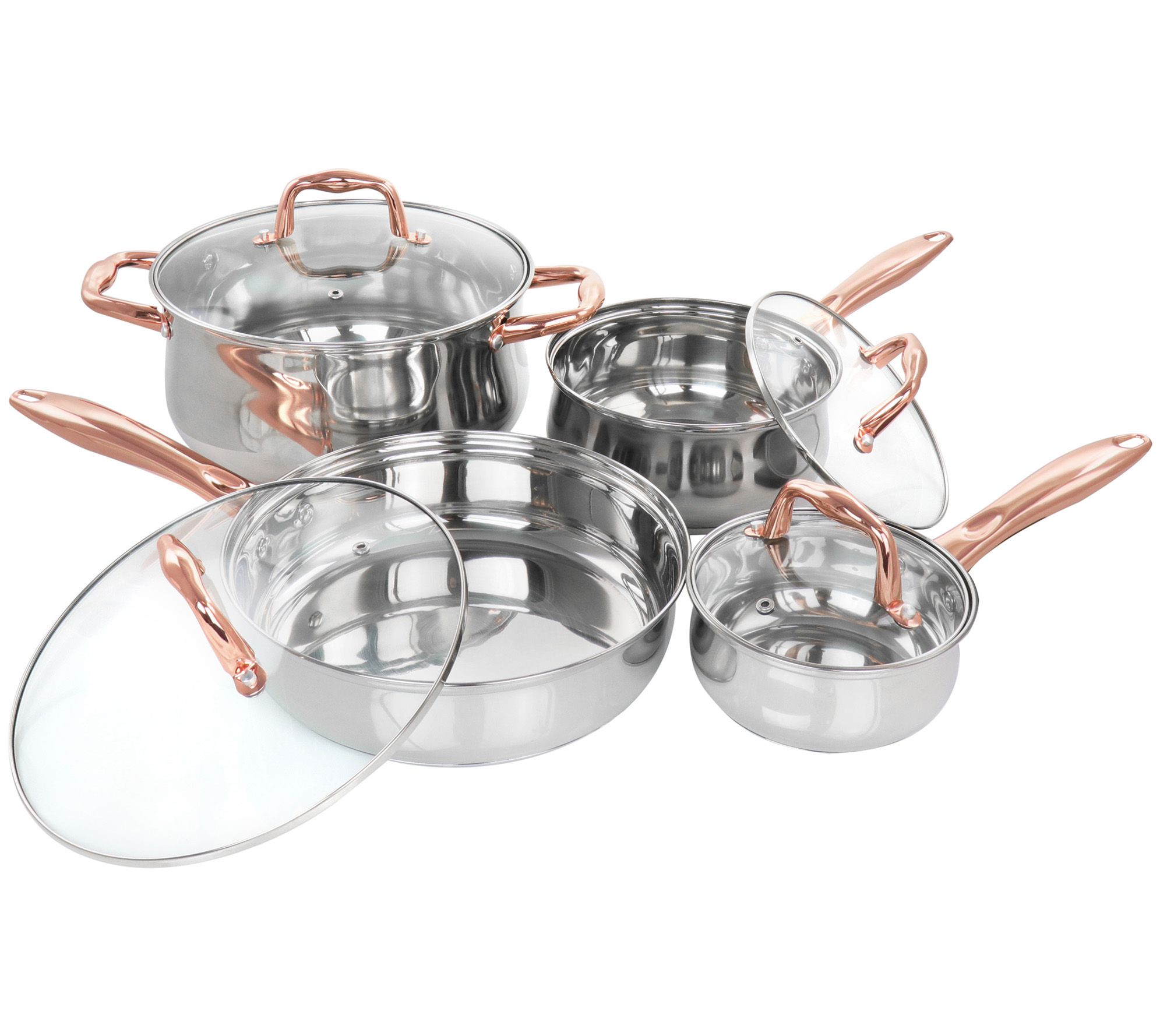 Gibson Home 7-Piece Bransonville 11-in Stainless Steel Cookware Set Lid S  Included in the Cooking Pans & Skillets department at