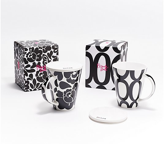 French Bull Set of (2) 16-oz Porcelain Mugs