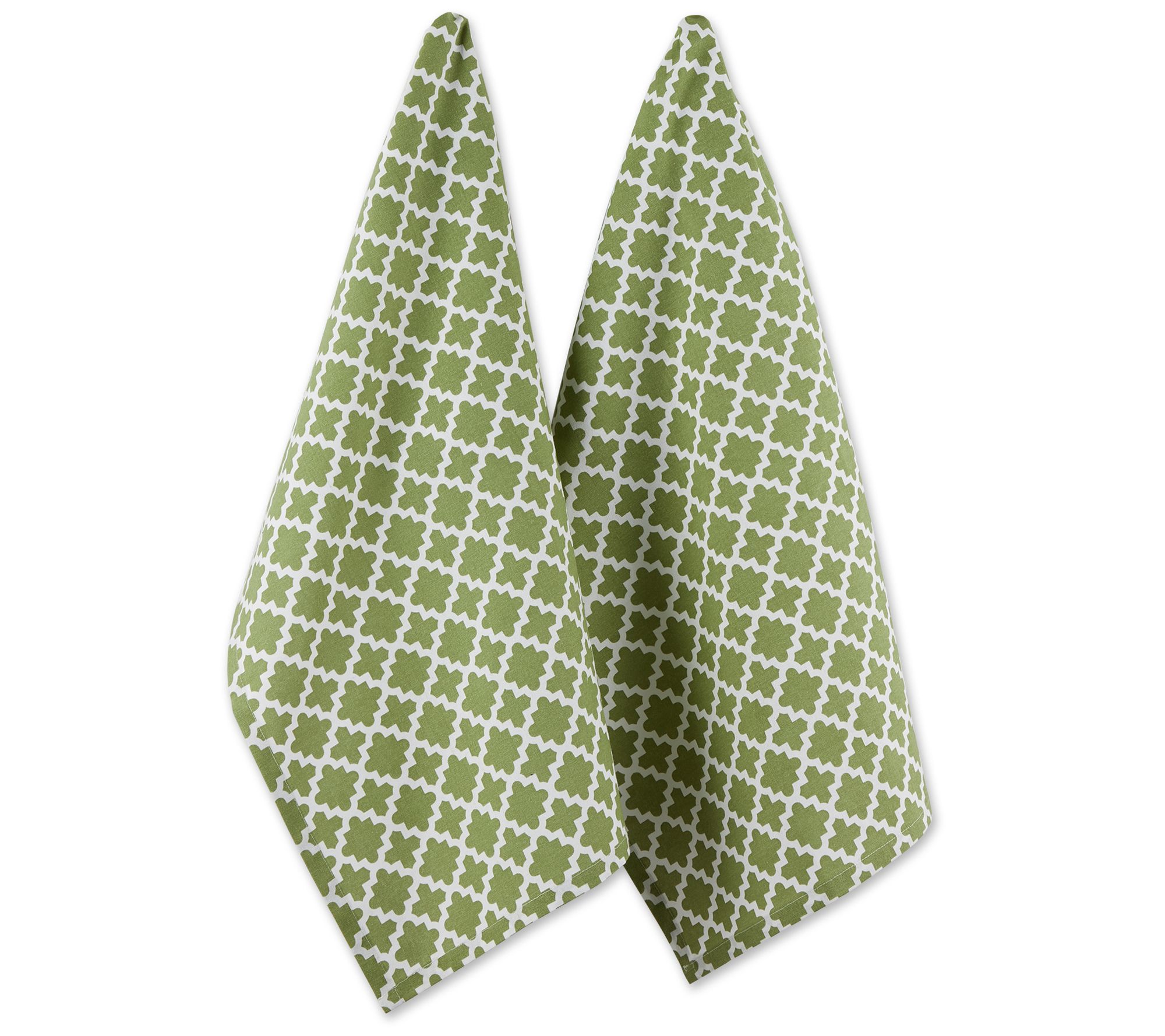 Set of 2 Windowpane Kitchen Towels, Sage, Green, Cotton Sold by at Home