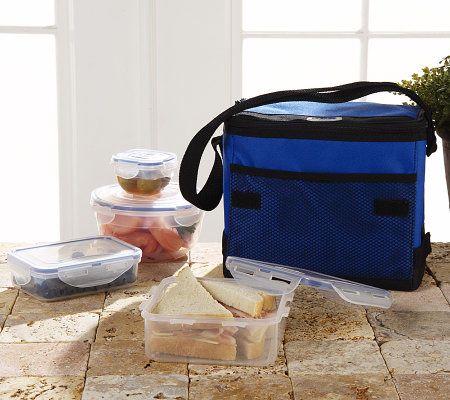 Lock & Lock 4-piece Container Set with Lunch Cooler Bag - QVC.com