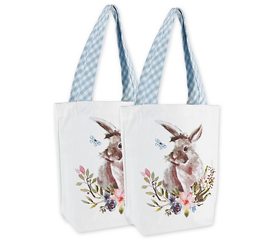 Design Imports Set of (2) Easter Bunny Canvas B ag
