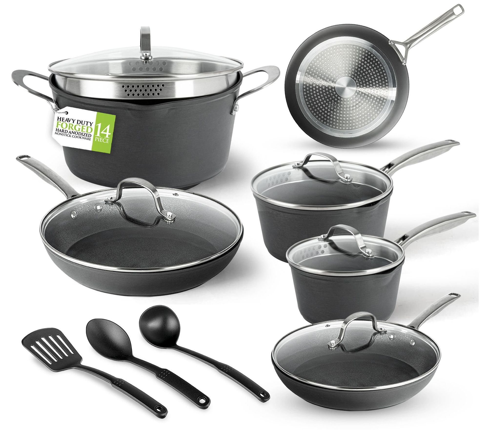 T-fal Performa Stainless Steel Cookware, 14pc Set, Silver