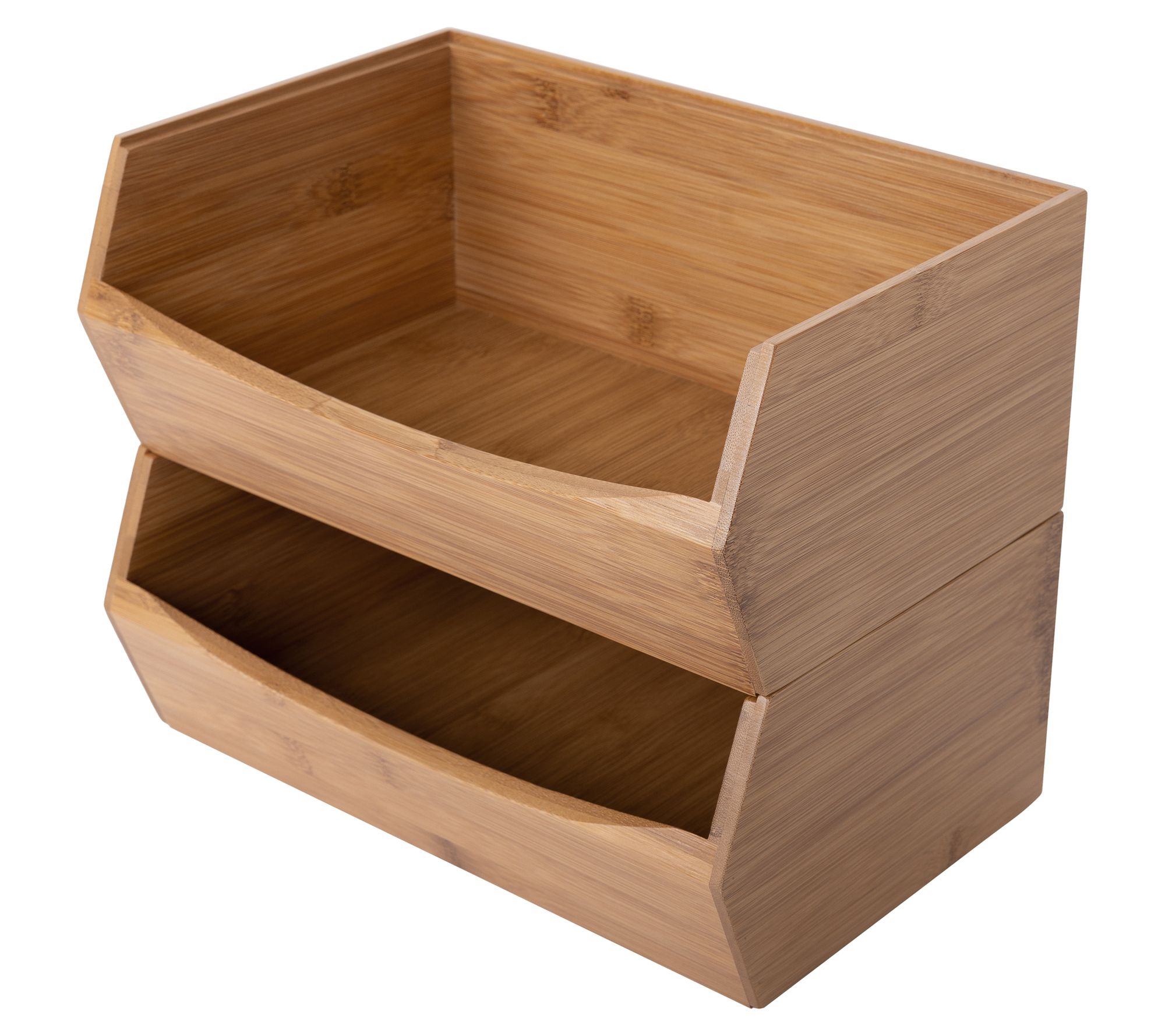 Seville Classics 2-Piece Stackable Bamboo Bin Organizer Set