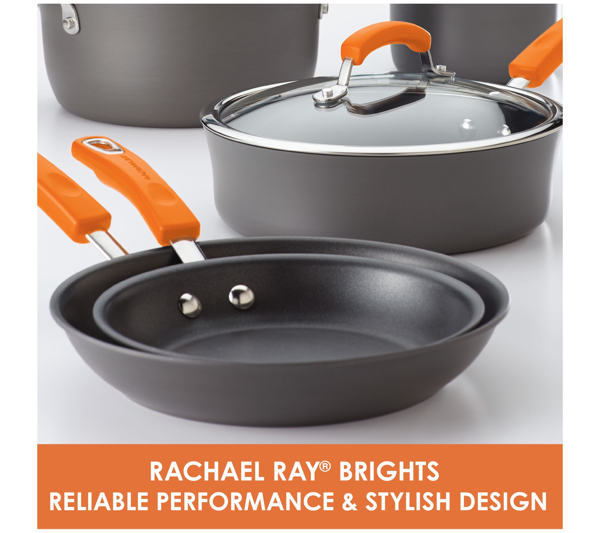 Rachael Ray Hard Anodized Nonstick 8-Quart Oval Pasta Pot with Glass Lid,  Orange