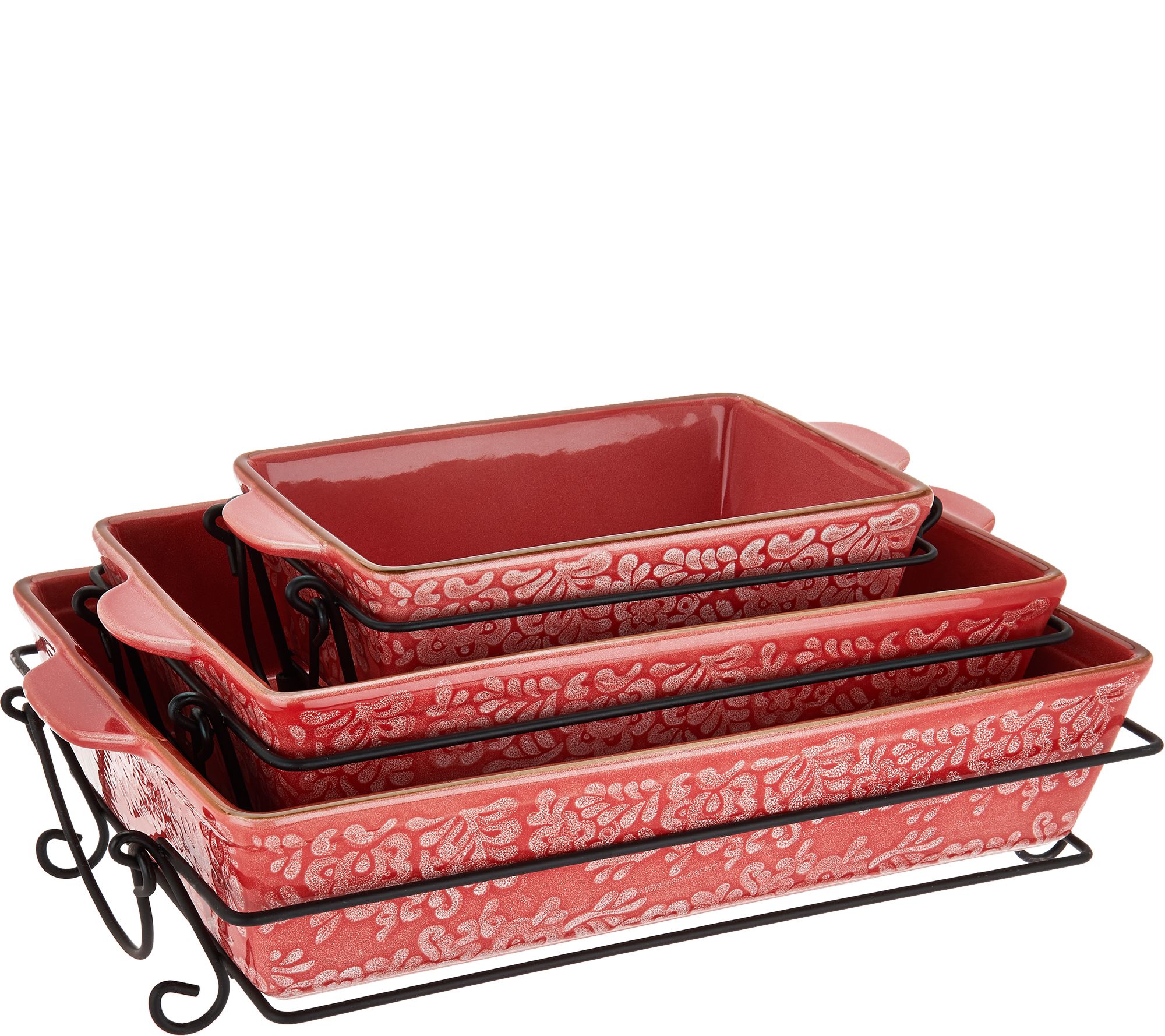 "As Is" Cook's Essentials Charlotte 3pc Ceramic Bakers with Wire Racks