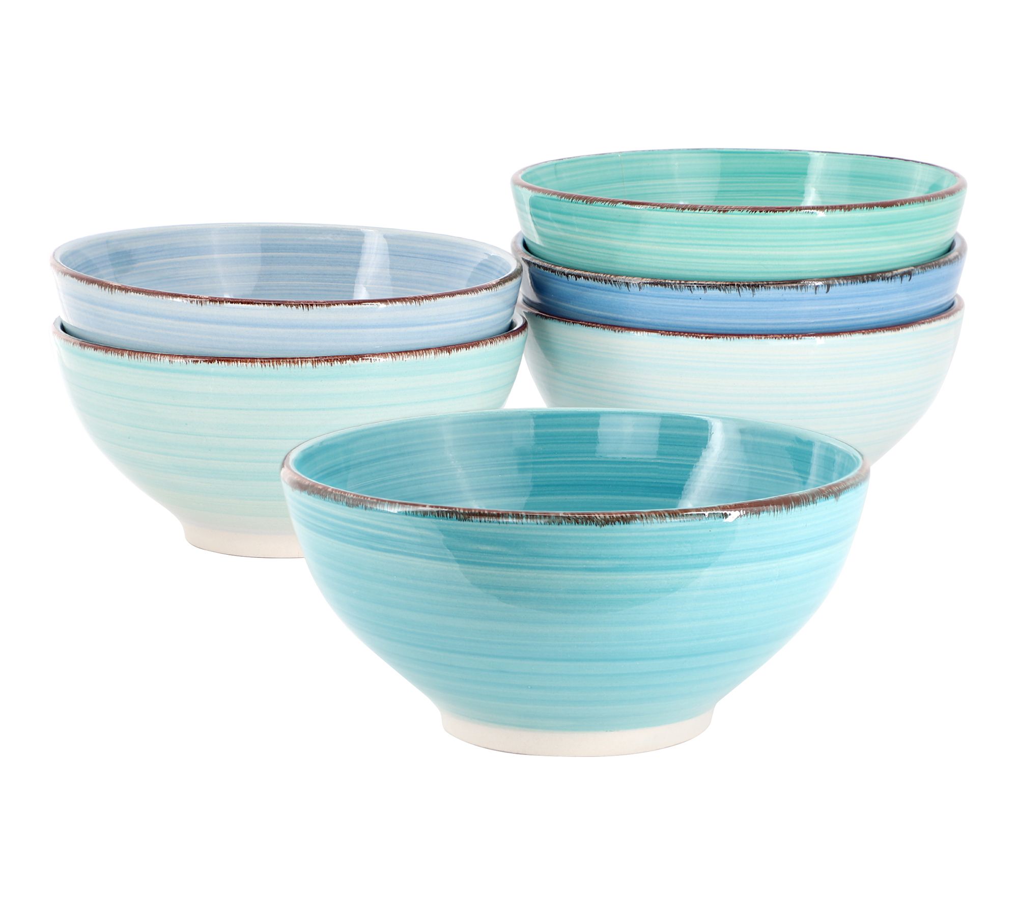Elama Ridge 6.25in 6pc Round Stoneware AssortedBowl Set