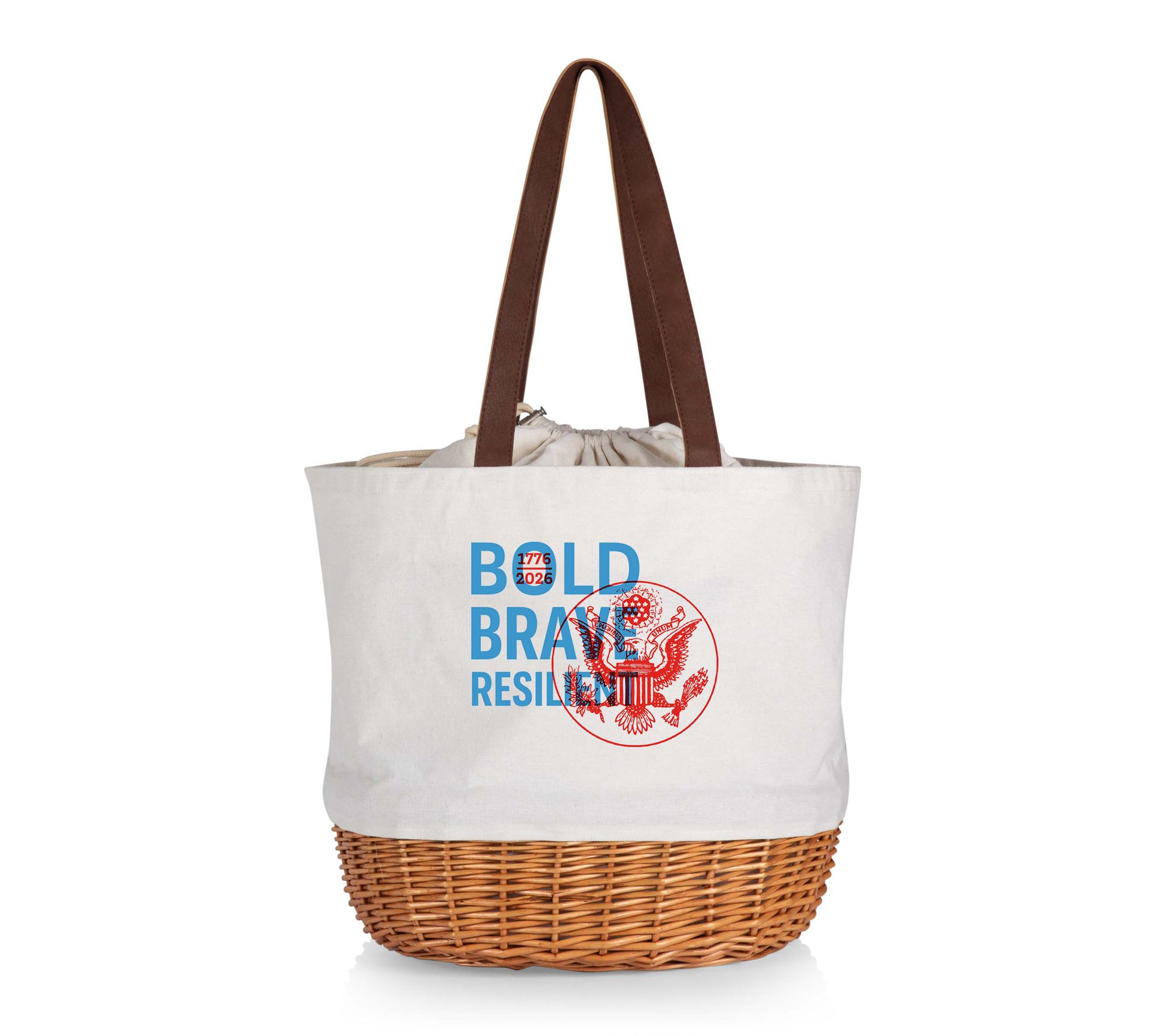 Picnic Time America250 Coronado Canvas and Willow Basket Tote