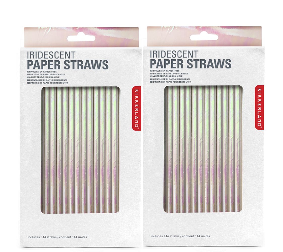 288 Pc Kikkerland Paper Straws Biodegradable Food Safe Iridescent Holographic 