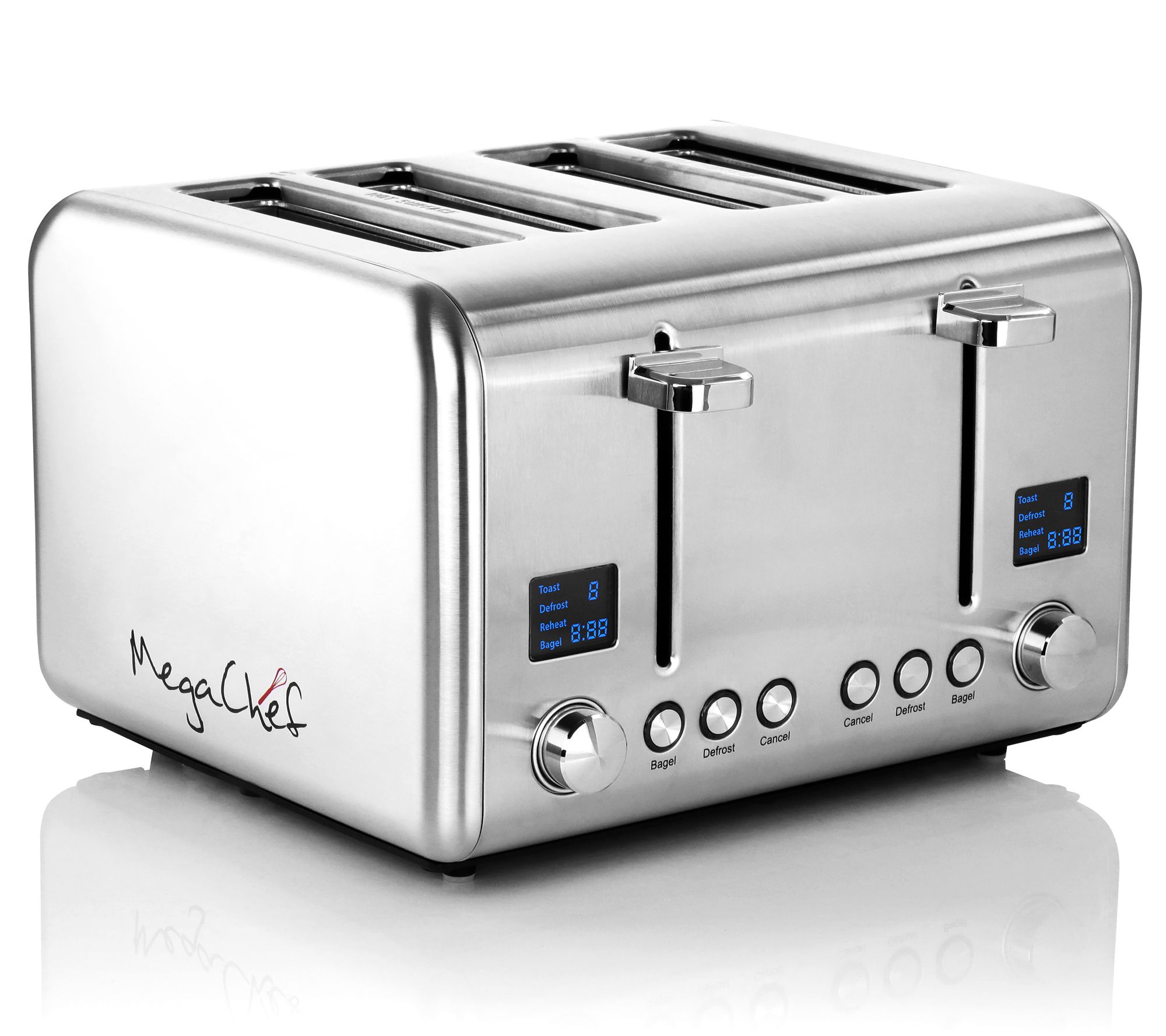 MegaChef Stainless Steel 4-Slice Toaster