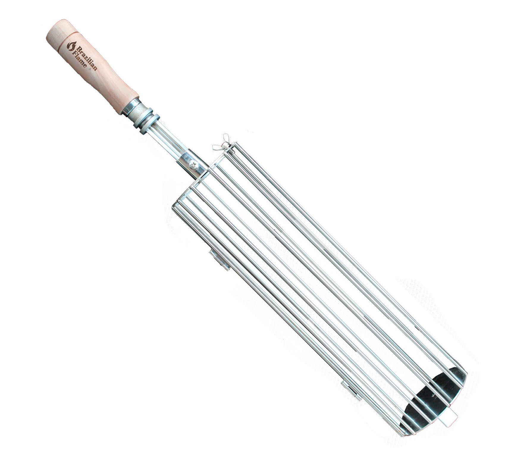 Brazilian Flame Round Basket Rotisserie SkewerHolder