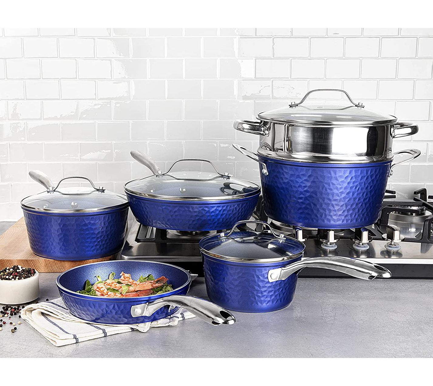 Granitestone Blue 10-Piece Nonstick Pots and Pans Cookware Set