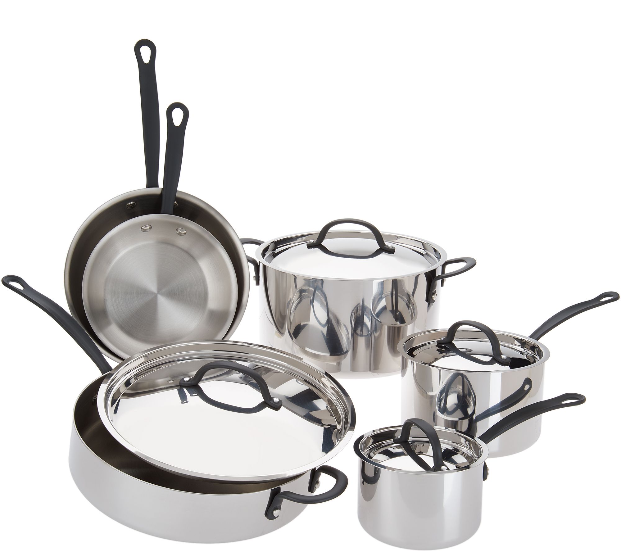 CooksEssentials Classic Stainless Steel 10-pc. Nonstick Cookware