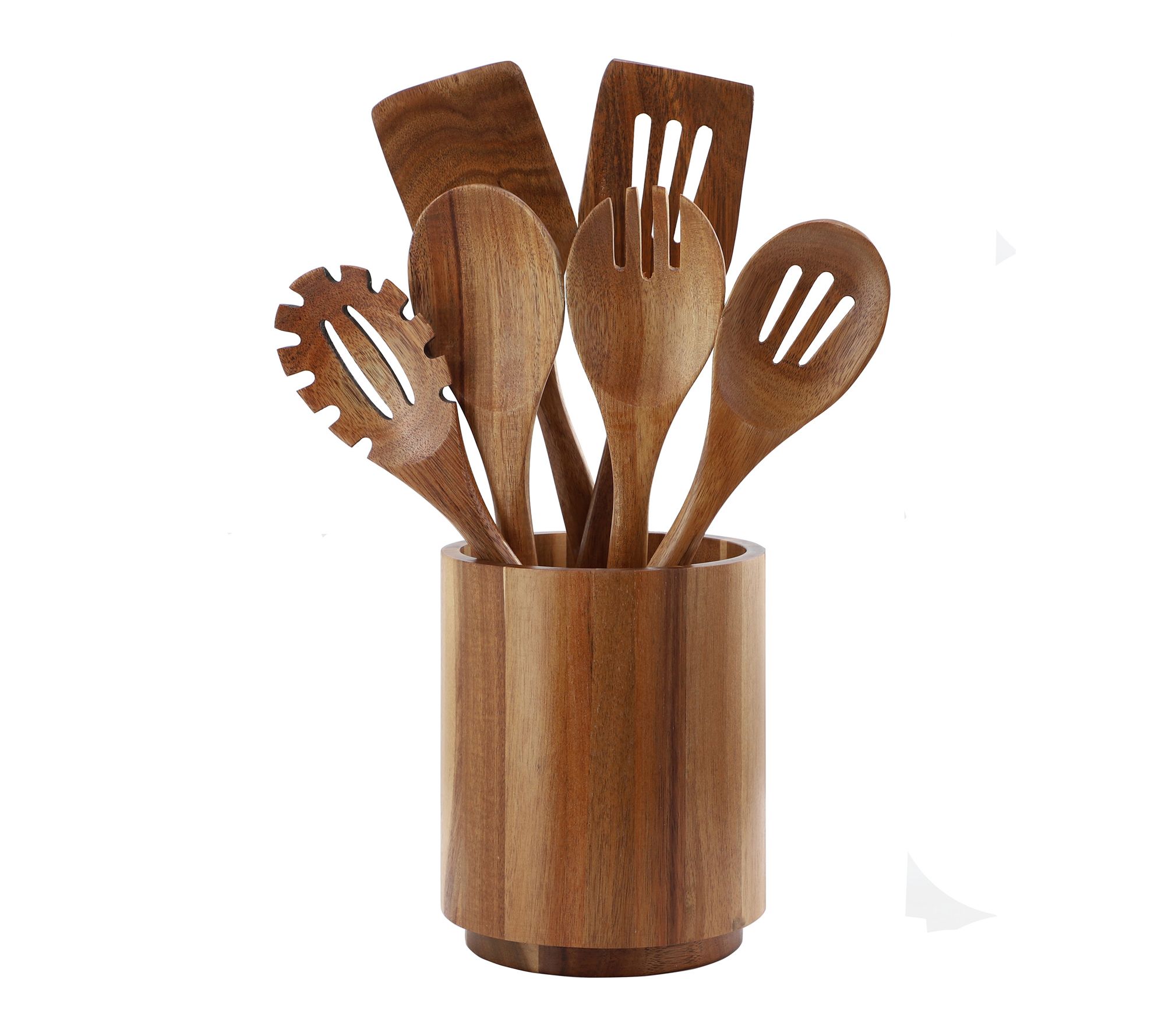 MegaChef 7Pc Acacia Wood Kitchen Cooking Utensil Set and Crock