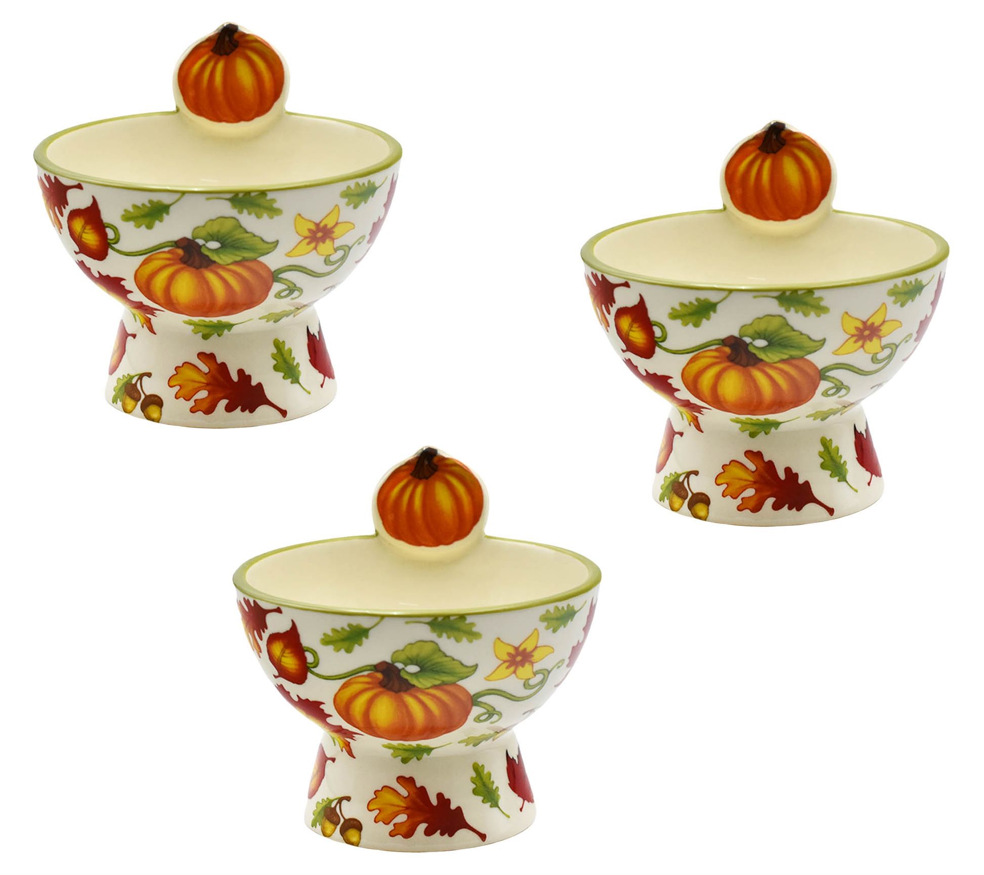 "As Is" Temp-tations Seasonal Set of (3) 8-oz Footed Ramekins