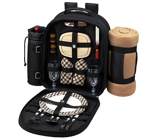 Picnic at Ascot Deluxe Picnic Backpack Cooler &Blanket for 2