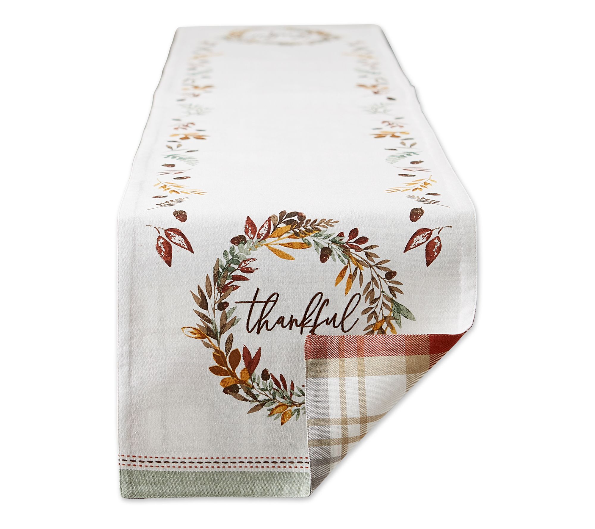 Design Imports Thankful Autumn Wreath Reversible Table Runner