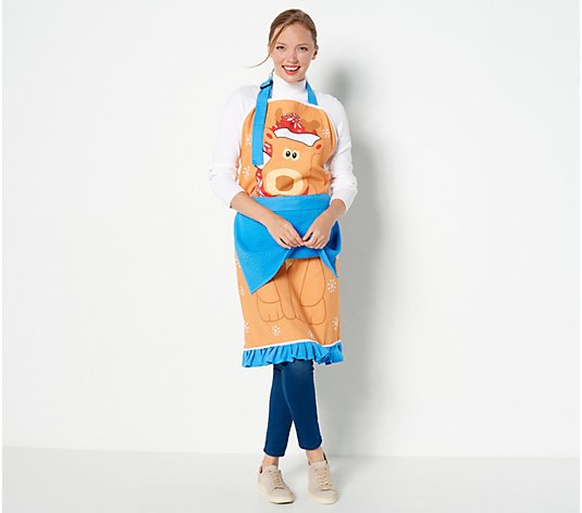 Temp-tations Holiday Character Apron with Detachable Cotton Towel