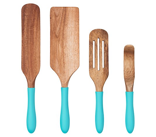 Mad Hungry 4-Piece Acacia Spurtles with Silicone Handles 
