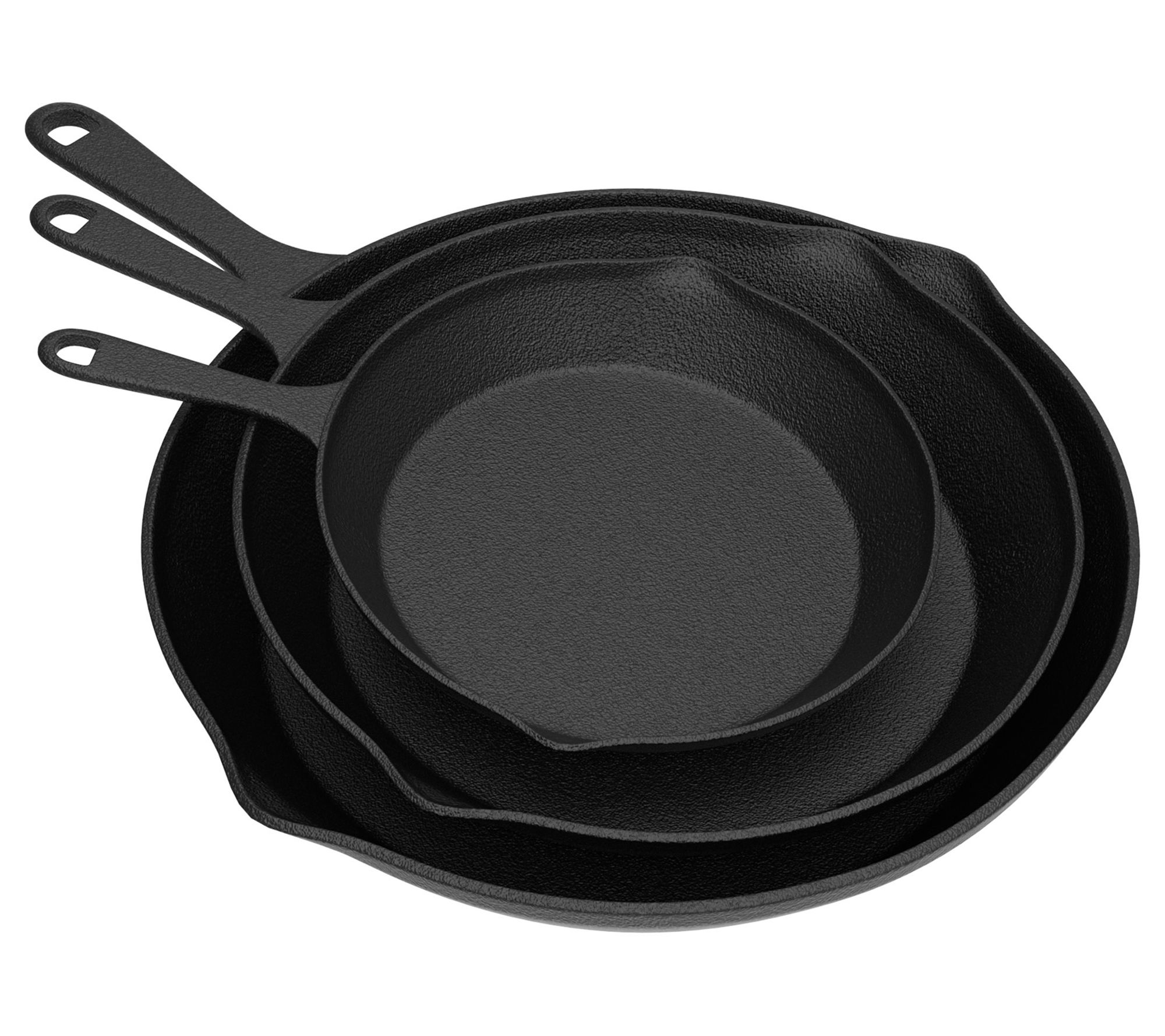 NutriChef Pre Seasoned Nonstick Cast Iron Skillet Kitchen Cookware Pan Set,  3 Pc
