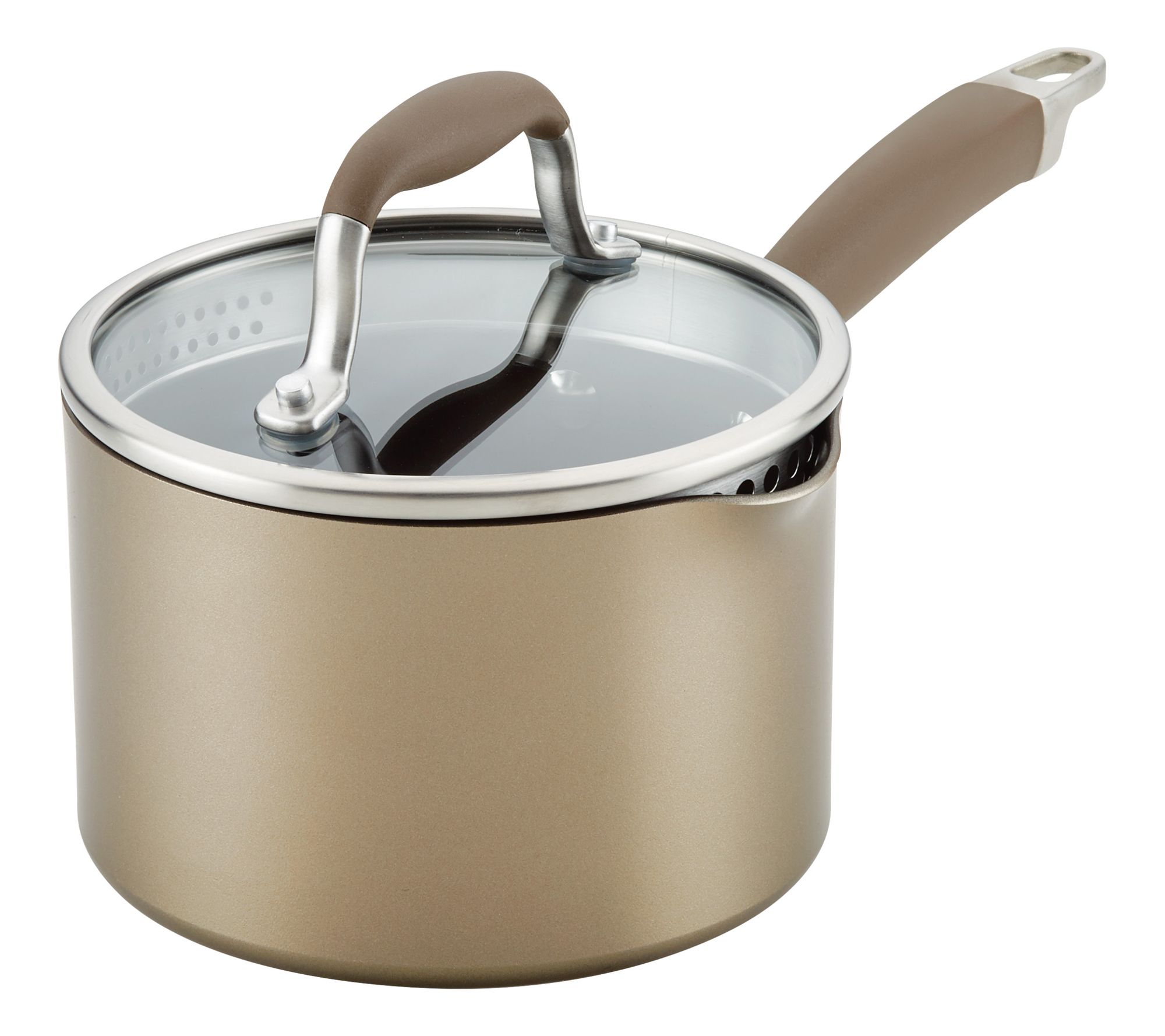 Anolon Advanced Home Hard-Anodized Saucepan with Straining Lid