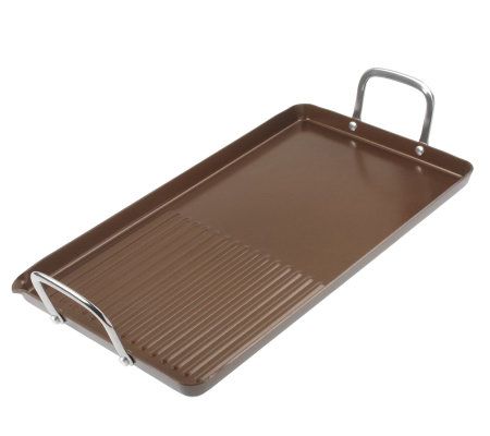 Griddle Double Burner Reversible Non-Stick Finish Dishwasher Safe New