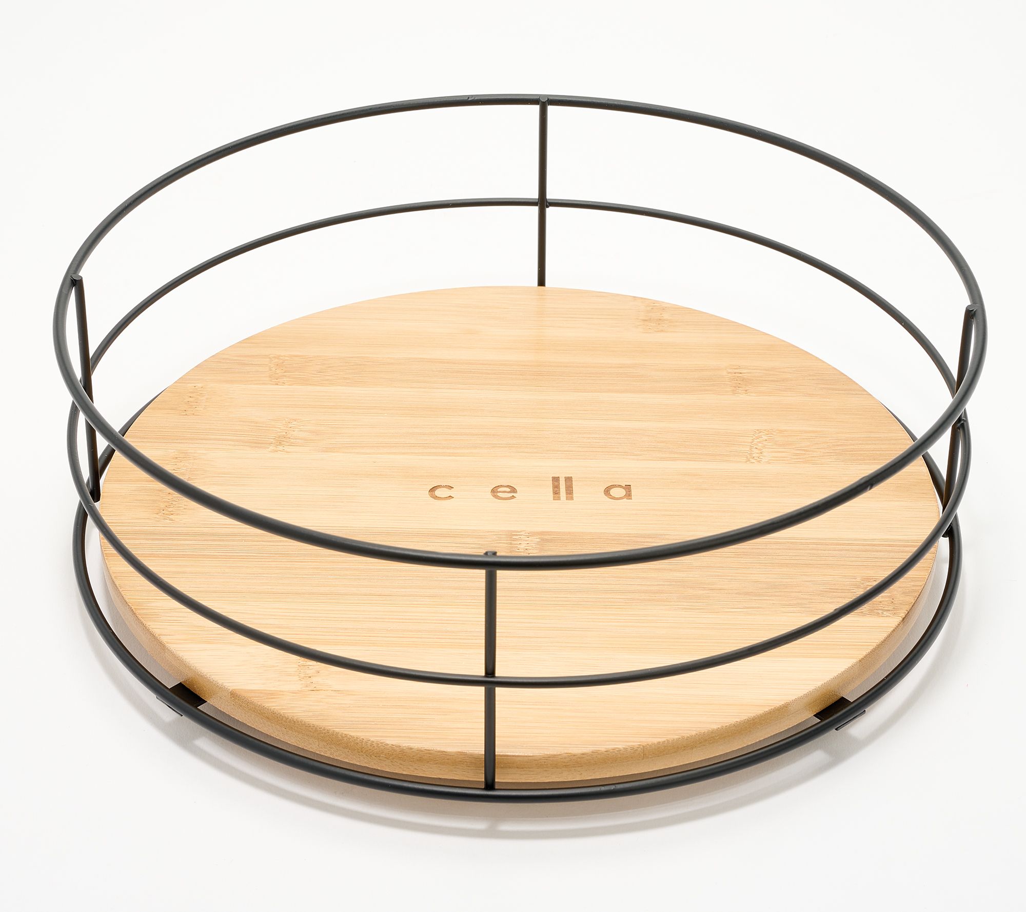 As Is Cella 11" High Wall Bamboo & Wire Turntable