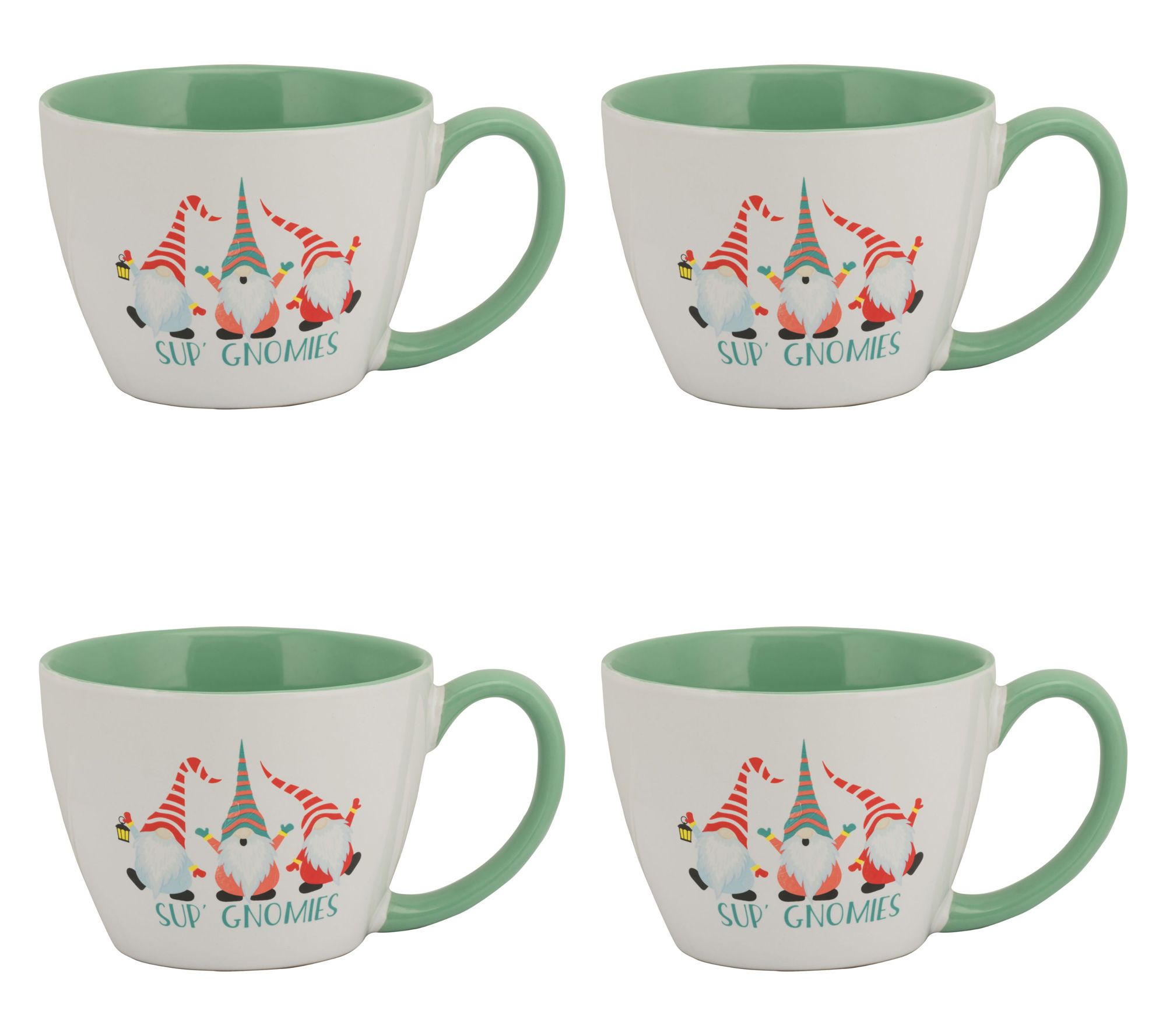 10 Strawberry Street Set of 4 Holiday Gnome Mugs