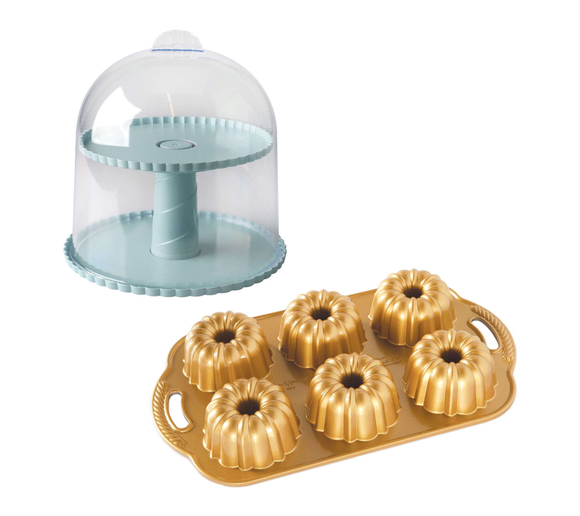 Nordic Ware Heritage Mini Bundt Cake Pan & CakeStand Set