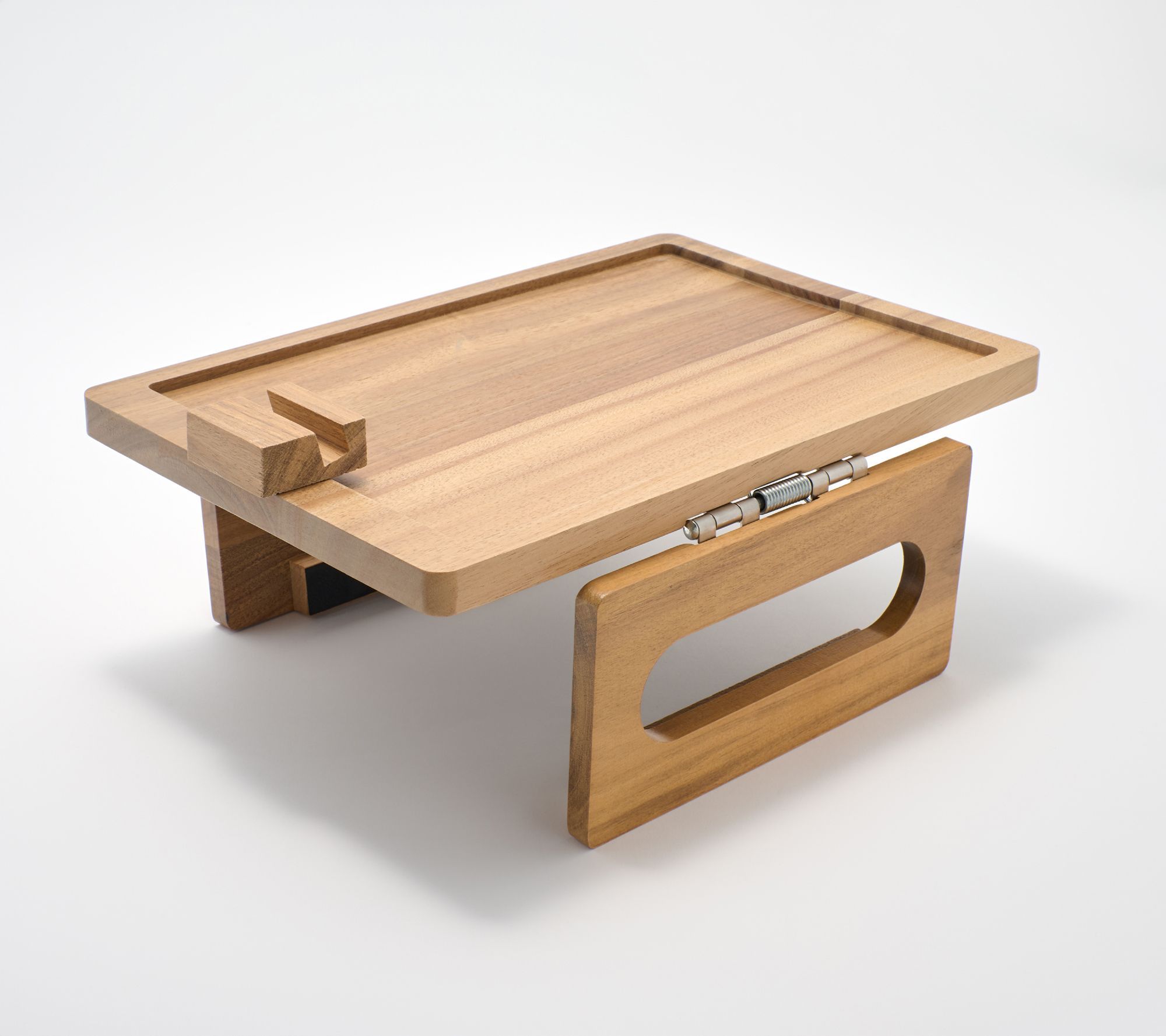 "As Is" Cella Acaica Wood Sofa Arm Tray Snack Table w/ Tablet Holder