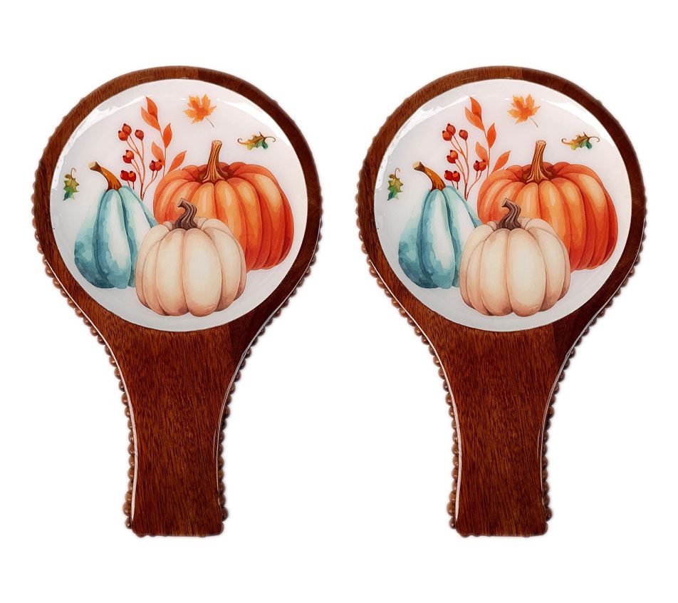 "As Is" Temp-tations Harvest Set of 2 Wooden Spoon Rests