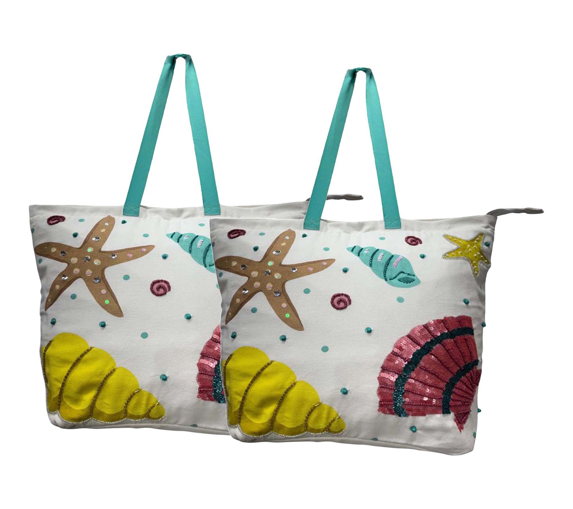Temp-tations Seasonal Set of 2 15"x18" Beaded Tote Bags