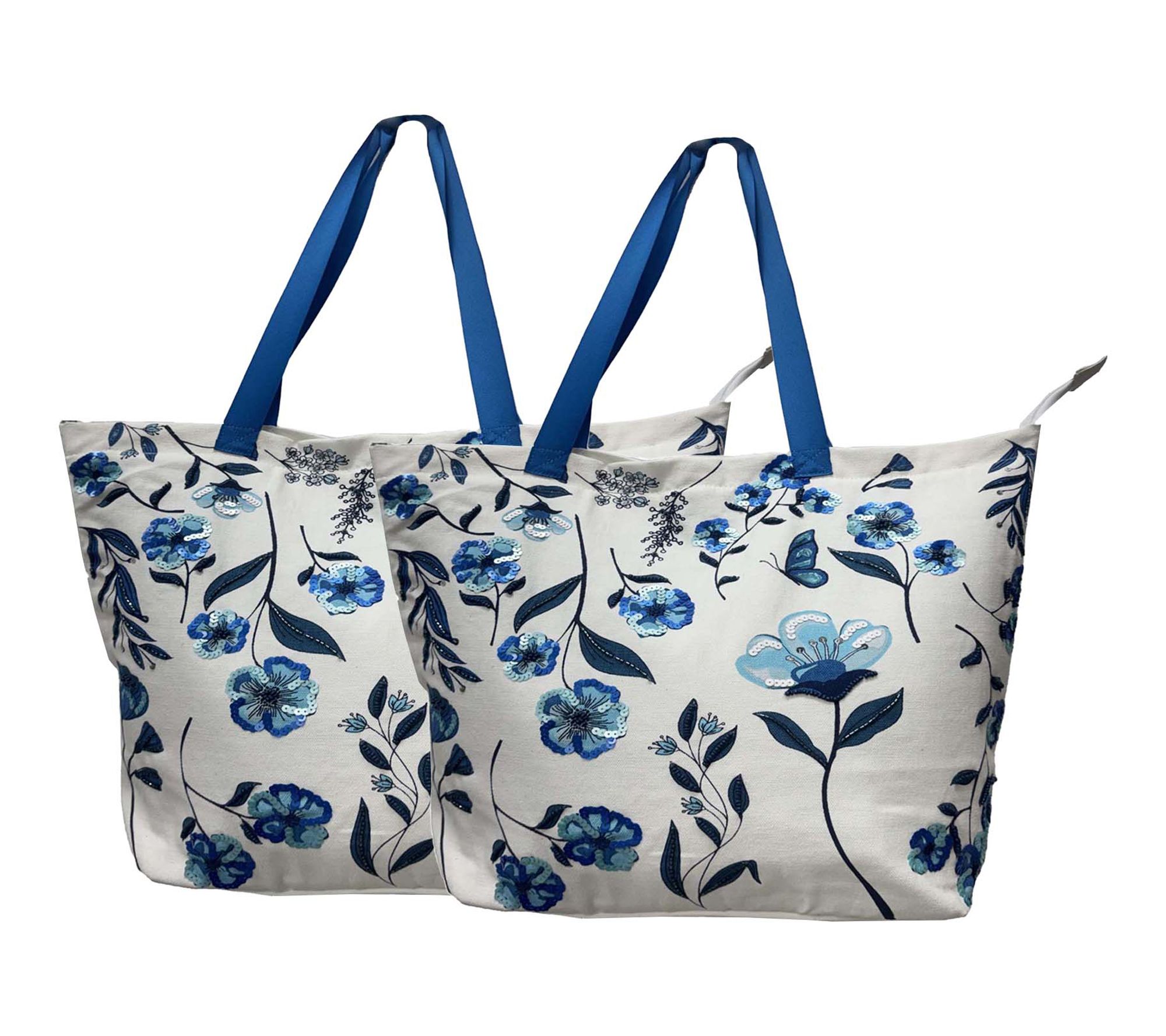 Temp-tations Seasonal Set of 2 15"x18" Beaded Tote Bags