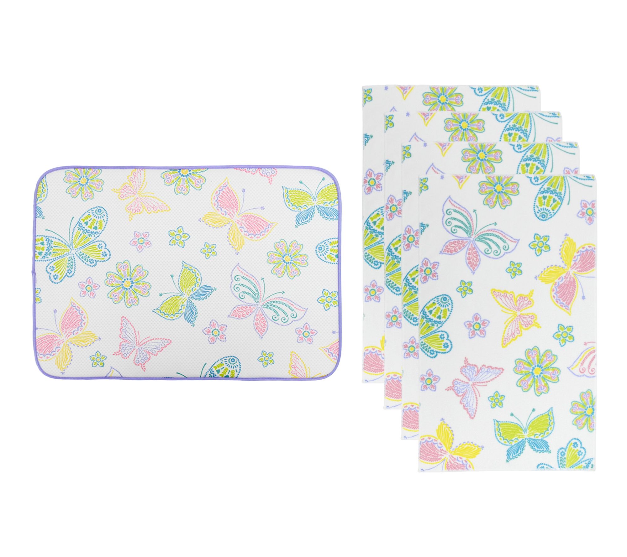 "As Is" Temp-tations XL Drying Mat and 4Pc Microfiber Towel Set