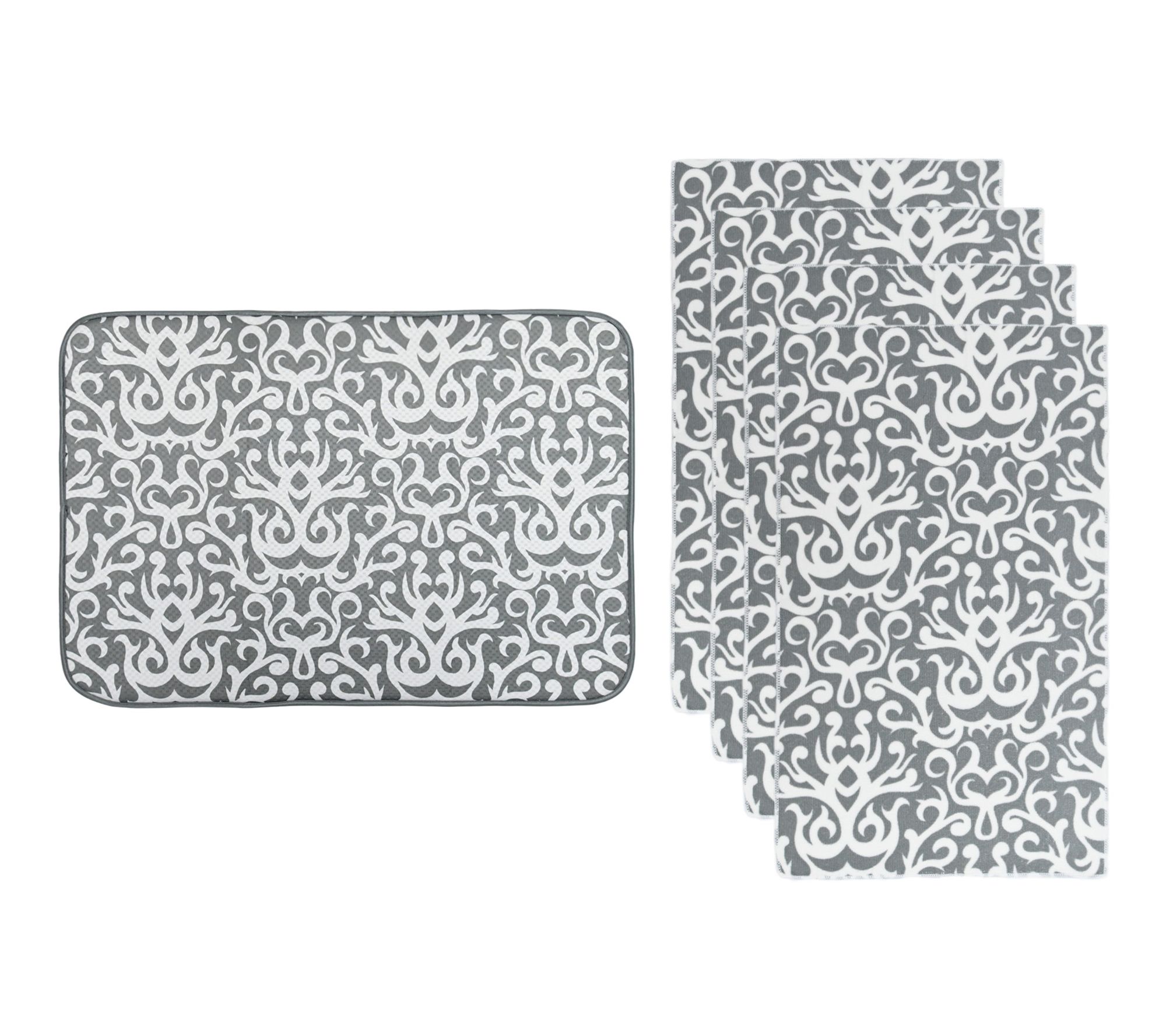 "As Is" Temp-tations XL Drying Mat and 4Pc Microfiber Towel Set