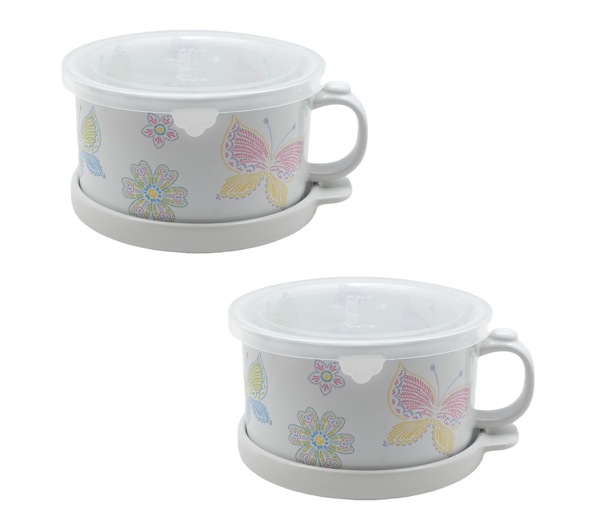 "As Is" Temp-tations S/2 25-oz Meal Mugs w/Lid-Its & Storage Lids