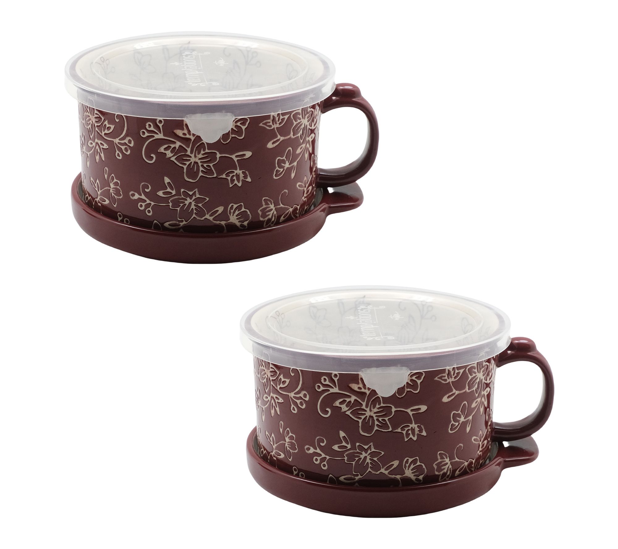 "As Is" Temp-tations S/2 25-oz Meal Mugs w/Lid-Its & Storage Lids