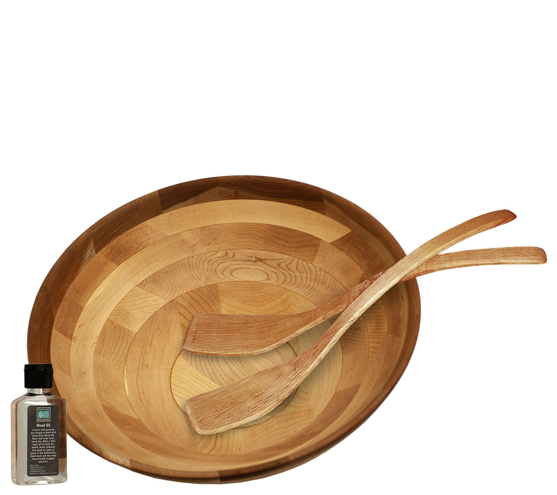 Wood Salad Bowl and Cut-Carve-Serve Board 2 PC Set in Maple