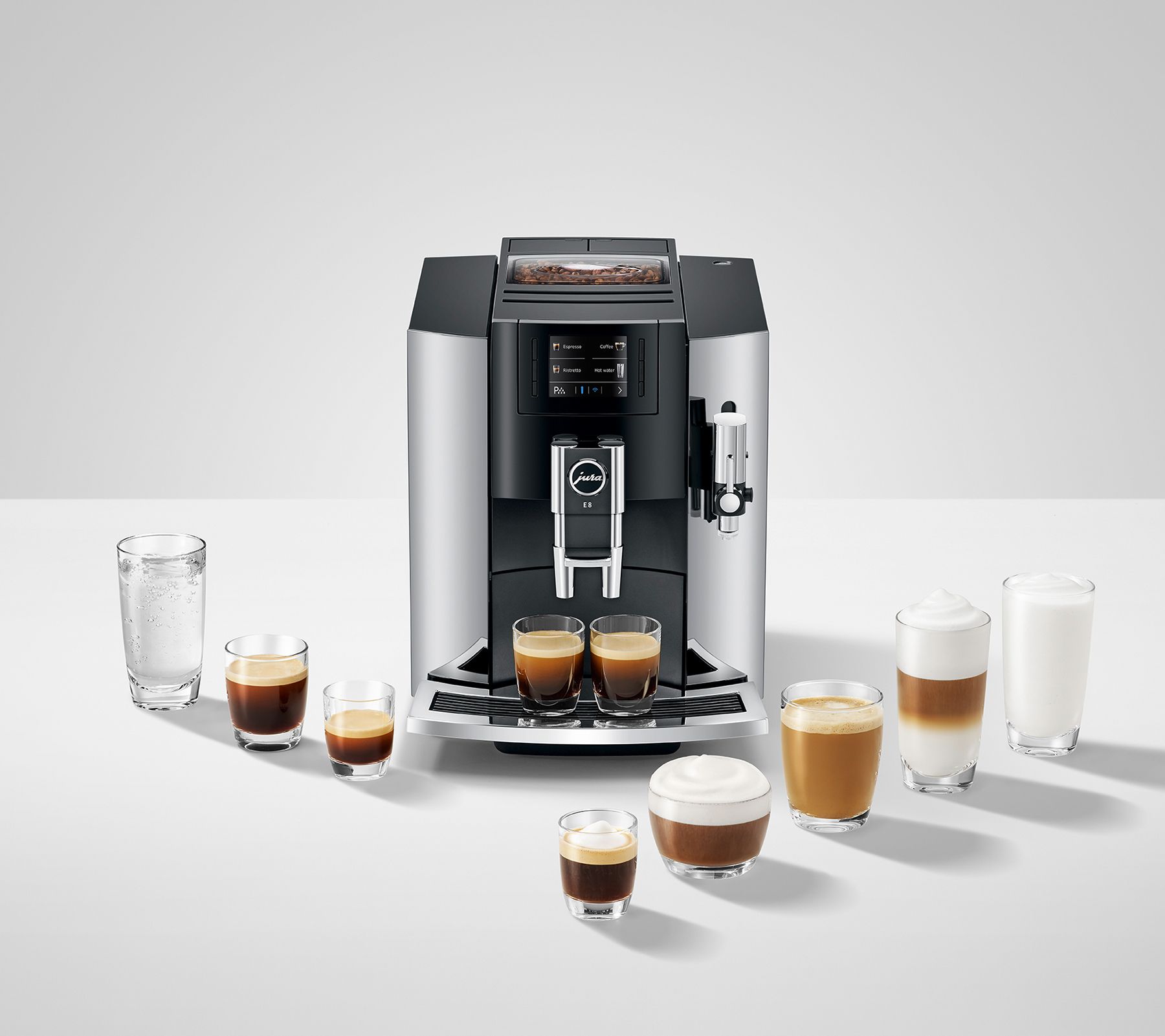 E8 Fully Automatic Coffee Machine in Chrome