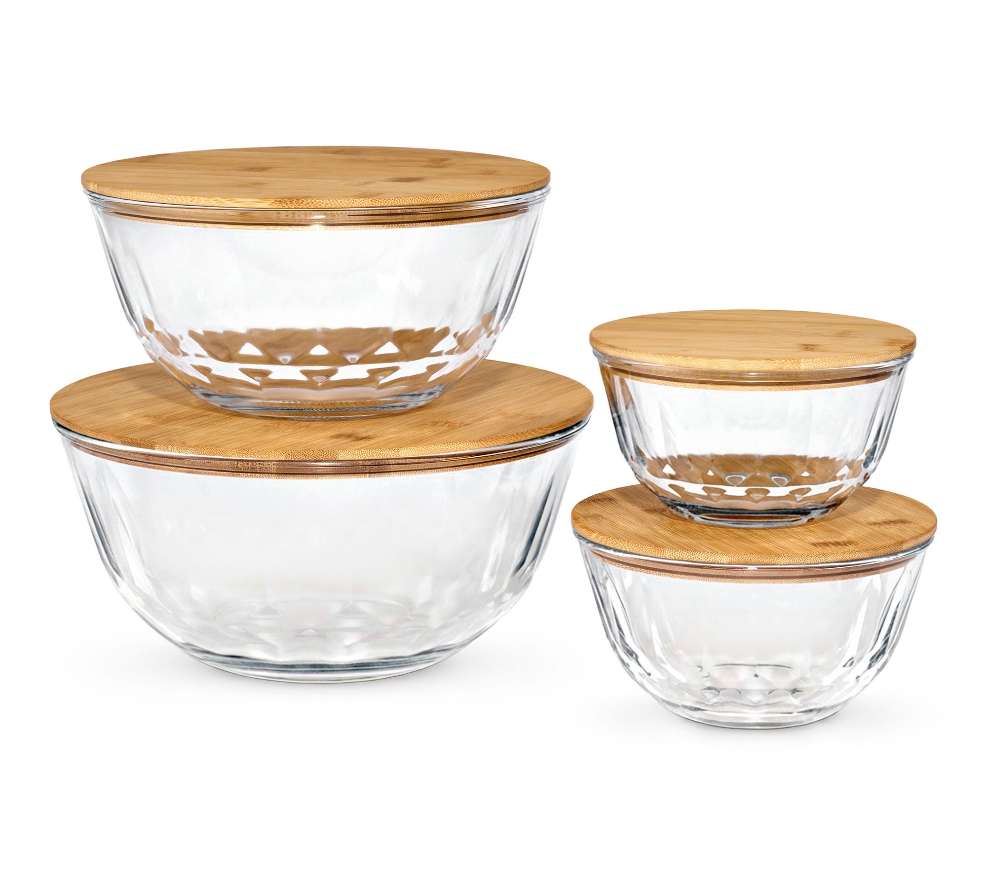 Sorbus 4-Pc Glass Mixing Bowls w/ Bamboo Lid