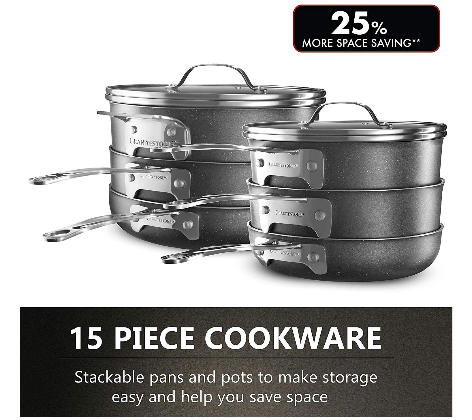 Granitestone 15-Piece Nonstick Stackmaster Cook ware Set 