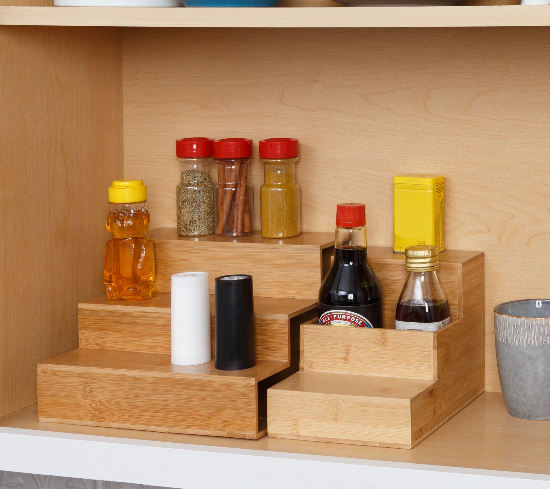 Cube Bamboo Spice Rack Countertop Drawer Seasoning Organizer 16 PRE-FILLED  Jars