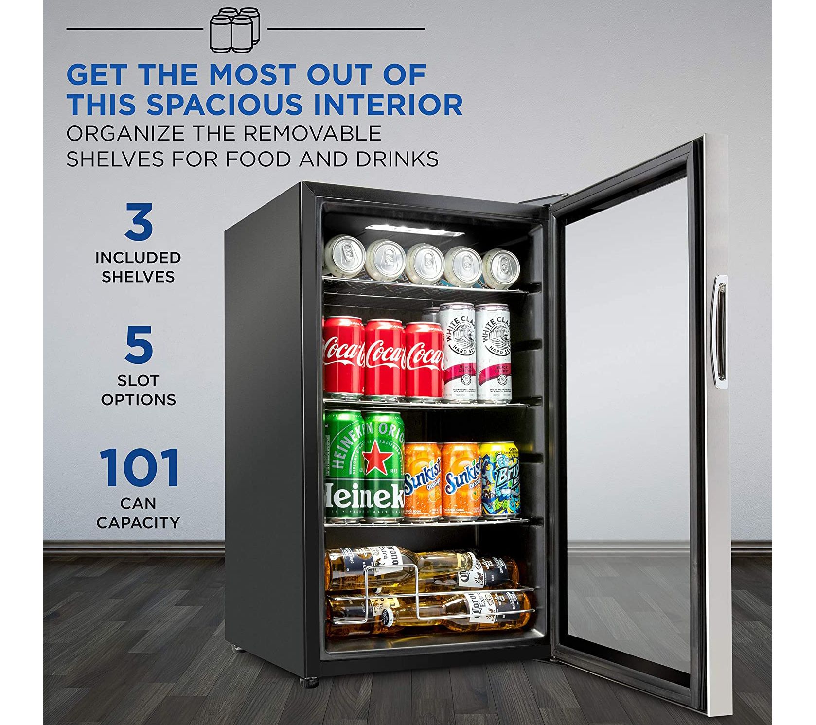 Ivation 101 Can Stainless Steel Mini Refrigerator