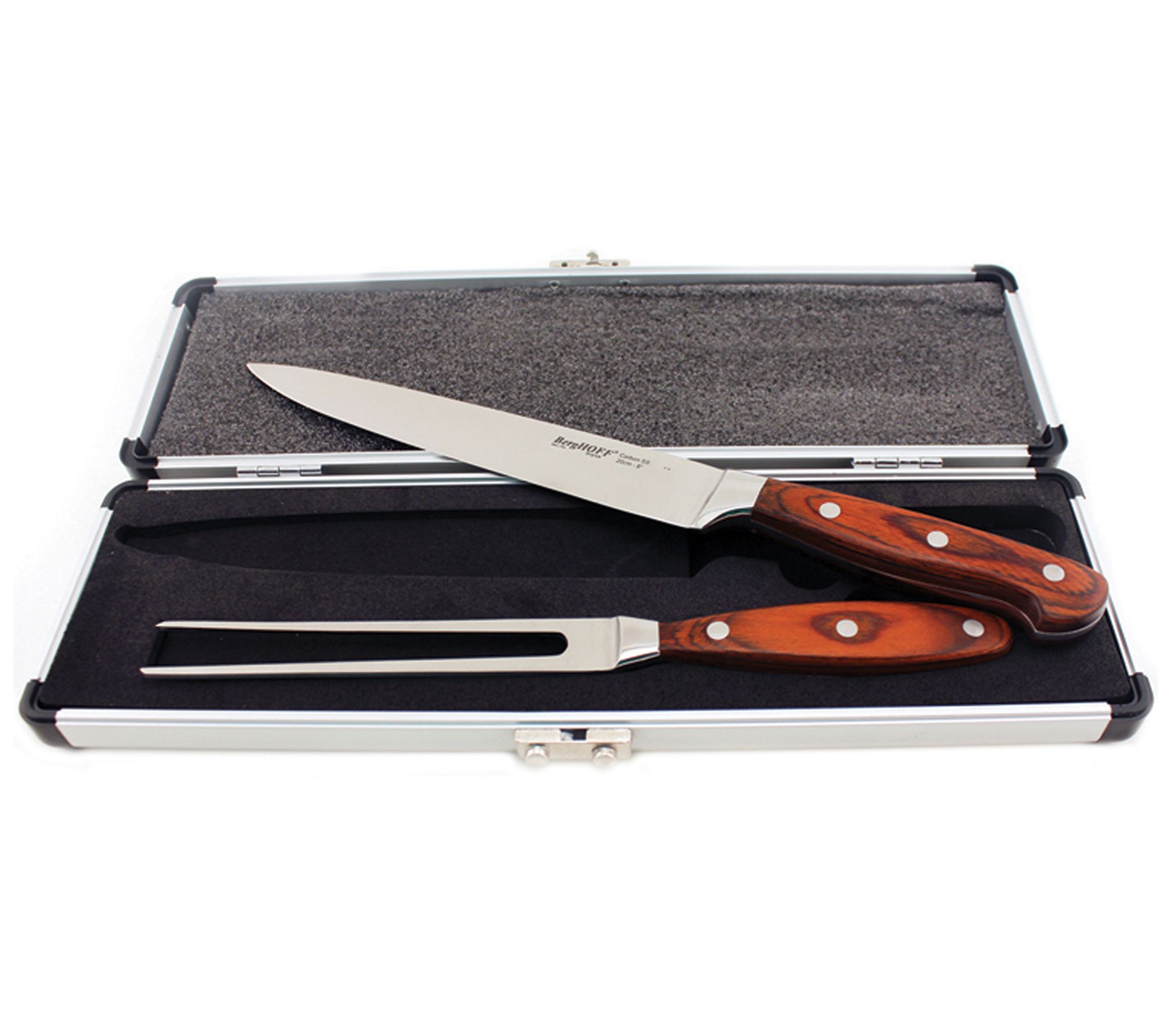 Berghoff Pakka Wood 3pc Stainless Steel Carving Set With Case : Target