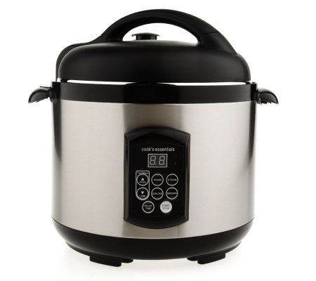CooksEssentials 5.3 Quart Pressure Cooker with Rack & Glass Lid 