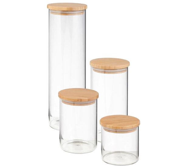 JoyJolt Storage Jars with Airtight Bamboo Clamp Lids - Set of 2 - 12 oz.